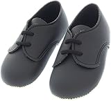 B010 BABY BOY SHOES | Soft Babies First Pram Shoes From 0-3 Months | Black Cream Blue