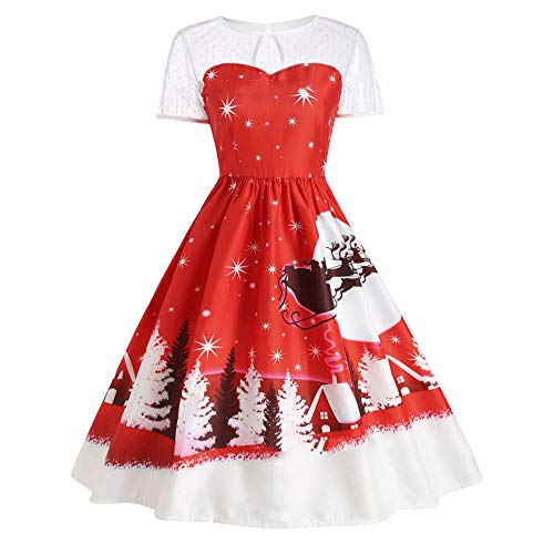 Dream3. Années 1950 rétro Robe de soirée Robe de soirée en Dentelle Robe de soirée Cocktail à Manches Courtes Country Rock Longue Robe de soirée