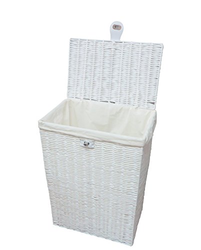 Arpan Medium Wäsche Korb mit Deckel und Futter Aufbewahrungskorb mit herausnehmbarem Futter, – weiß - 2