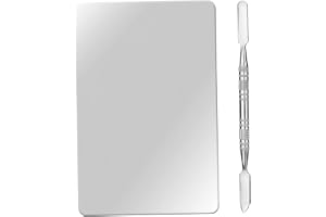 PACKOVE Stainless Steel Makeup Blending Plate With Spatula Compact Cosmetic Mixing Palette For Foundation Easy To Makeup Artists And Enthusiasts