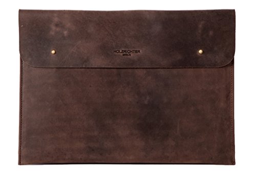 HOLZRICHTER handgefertigte Lederhülle für Ultrabooks, das Apple Macbook 12", Air 13" in braun. Hochwertige Sleeve Tasche aus Leder für das Macbook 13 Zoll