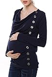 Arshiner Schwangerschaft Umstandsbluse mit knopfleiste Cowl Neck Langarm Tunika Shirt - 2