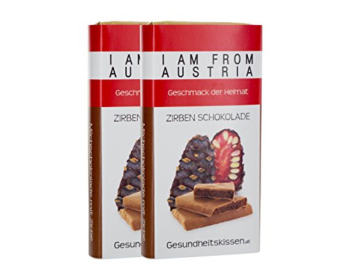 Preisvergleich Produktbild Gesundheitskissen.at Doppelpackung / Original ZirbenSchokolade - Milchschokolade mit Zirbe / handgefüllt / 70g (alkoholhaltig)
