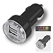 Produktbild IWIO Samsung Galaxy S5 SV SM-G900F I9600 / Galaxy S5 Neo Schwarz 2000 mAh Compact Einschuss DUAL Kleine schnelle Reisen DC 12V / 24V Auto Ladegerät USB-Adapter mit LED-Licht und Überlastschutz