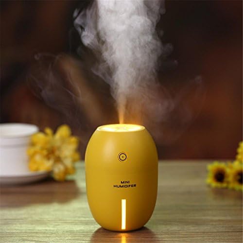 180ML Mini Cool Mist Night Light Humidifier Voltage: 2V Power: 2W Ultrasonic Essential Oil Diffuser, Applies to: Bedroom Car Bedside Office , yellow