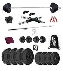 Bodyfit 30 kg Weight Plates, 3Ft Plain Rod Home Gym Set,Exercise Set Dumbbell Set Kit,Fitness Kit Combo.