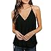 Produktbild BA Zha HEI Elegant Damen T-Shirt Kurzarm Dünne Fedemaus Ärmel Chiffon Tops Bluse Sommer Neue Mode Vier Jahreszeiten Tops V-Ausschnitt Oberteil Locker Ärmellose Weste mit TrägeTops (Schwarz, L)