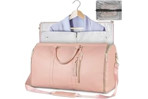 EVURU Borsa per indumenti da viaggio, Borsa porta abiti convertibile, Borsa Sportiva da Donna in Pelle PU con Scomparto Scarpe, Borsa da viaggio impermeabile per donna (Pink)