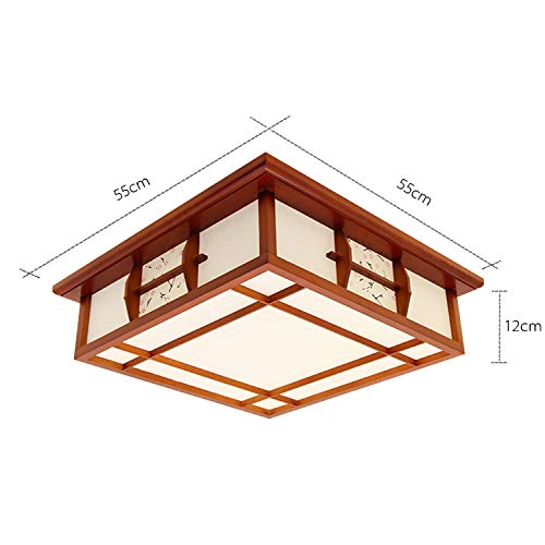 Preisvergleich Produktbild WLG Antike Chinesische Deckenleuchte, Quadratische Wohnzimmerlampe, Esszimmer Schlafzimmer LED Massivholz Nussbaum Farbe Nachahmung Schaffell Lampe,Warmes Licht,Log