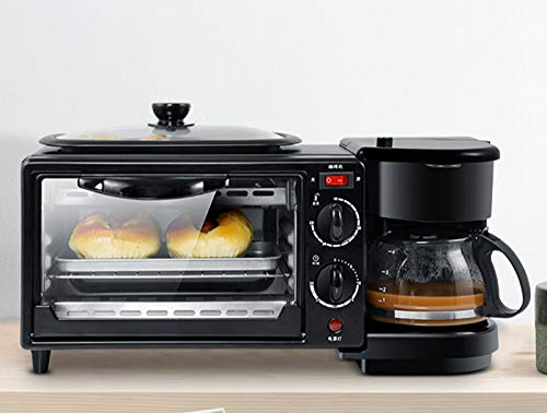 Mini grille-pain 3 En 1 Électrique Petit Déjeuner Machine Multifonction Cafetière Poêle À Frire Mini Four Ménage Pain Four À Pizza