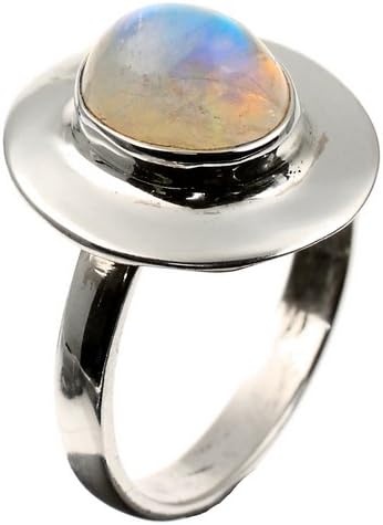 LOW PRICE LAST FEW Sterling Silver Blue Fire Rainbow Moonstone Ring - Ladies Womens Birthday Anniversary Present Jewellery Gift