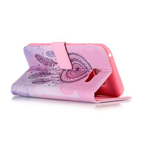 Galaxy A5 2017 Hülle,Samsung Galaxy A5 2017 Handyhülle Brieftasche,Elegante Pink Tribal Traumfänger Feder Muster Leder Schutzhülle Case Etui im Bookstyle Weiche Inner Magnetverschluss Protektiv Flip Hülle Tasche Wallet Telefon-Kasten Case Cover mit[Ständerfunktion] und [Kartenfächer]für Samsung Galaxy A5 2017+1xSchwarz Glitzer Bling Eingabestift-Pink Tribal Traumfänger - 4