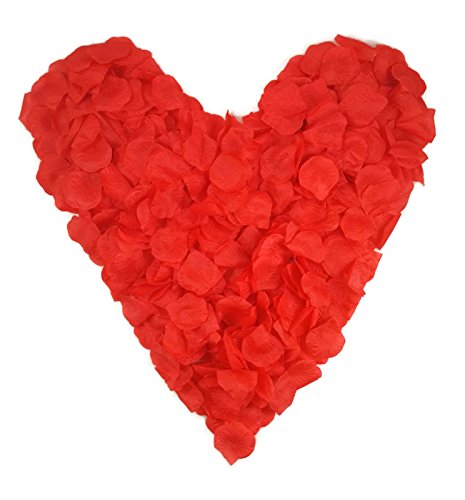 rote Rosenblätter, Stoff, rot - Hochzeitsdeko, Valentinstag, Heiratsantrag, Romantisch, Candlelightdinner, Streudeko, Basteln, Hochzeit, Liebe, Romantik, künstliche Blütenblätter (500 Stück, rot)