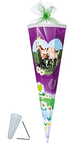Preisvergleich Produktbild Unbekannt Schultüte - Pferd Pferdewiese - 35 cm - mit Tüllabschluß - Zuckertüte - mi..
