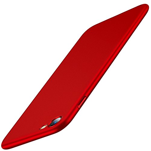 iPhone 7 Case, iPhone 8 Case, TORRAS Ultra-Thin Case with [Tempered Glass Screen Protector], Simple Stylish Fully Protective Matt Cover for Apple iPhone 7 (2016) / iPhone 8 (2017) - Lucky Red.