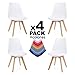 Produktbild duehome (Bench – Pack 4 Stühle Esszimmerstuhl Tower weiß und Buche, Stil Nordico, Maße: 49 cm Breite x 53,5 cm Tiefe x 83 cm Höhe