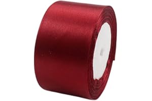 POPOYU Satin Bordeaux 50 mm x 23 m pour Cadeau, Emballage, Cérémonie, Mariage, Artisanat, Décoration, Noël, Couture, Nœuds, Bouquet, Voitures, Anniversaire