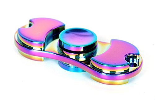 Penixon Regenbogen Edelstahl Spielzeug Fidget Spinner EDC Hand Spinner Handspinner Fingerspinner – Hochgeschwindigkeit 3-4 Minuten Spins – Stresslöser Stressreduzierer