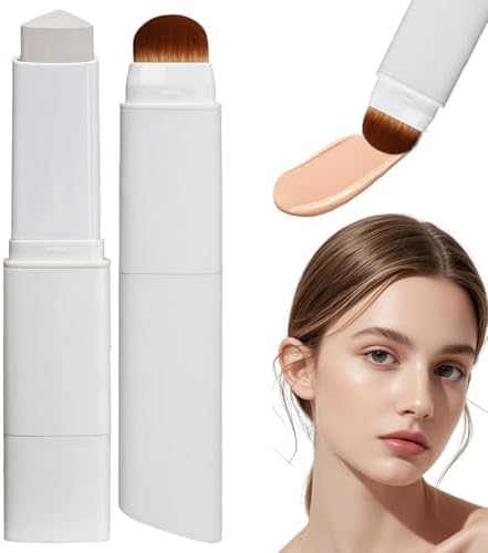 Barra de Base de Maquillaje con Cambio de Color – Tono Natural, Base de Maquillaje Coreana con Pincel Integrado, Stick de Maquillaje Efecto Segunda Piel, Incluye 2 Esponjas