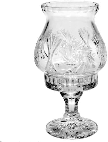 Handcut Crystal Hurricane Lamp, Mouth Blown in a Pinwheel Design, 7 Inch