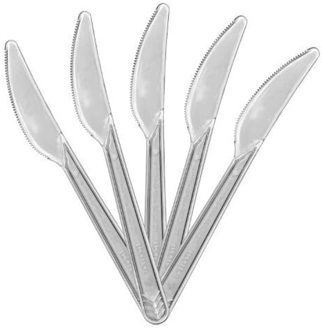 25 of Luxury Quality Clear Knives Plastic Cutlery Weddings Parties Picnics