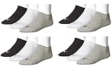  Puma Unisex Sneaker Sportsocken 12 x Paket (35-38, schwarz/weiß/grau)