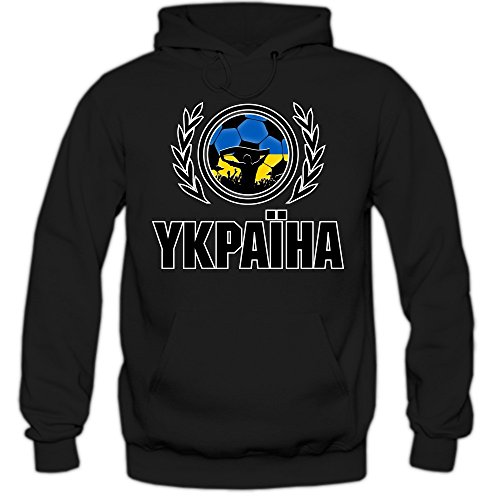 Ukraine EM 2016 #2 Hoody | Fußball | Herren | Trikot | Schowto-blakytni | Nationalmannschaft, Farbe:Schwarz (Black F421);Größe:M