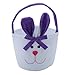 Produktbild KUHRLRX Easter Bunny Taschen Cute Rabbit Candy Basket Ostereier Aufbewahrungstasche Ostern Trommel Cartoon Kaninchen Geschenktüte, Lila Weiß