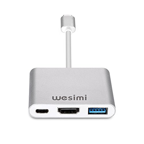usb-c Digital AV Multiport Adapter, wesimi USB 3.1 der U89 zu HDMI Adapter 4 K | USB 3.0 Hub mit 1 Lade Port für Apple New MacBook, Google Chromebook Pixel (Silber) - 3
