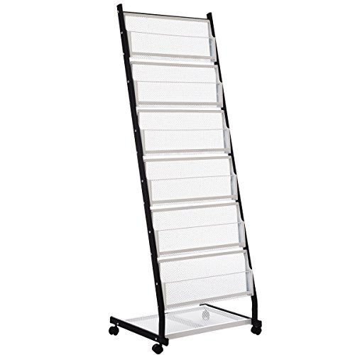 Ectxo Prospektständer Prospekthalter mit Rollen A4 Brochure Literature Magazine Aluminium Display Rack
