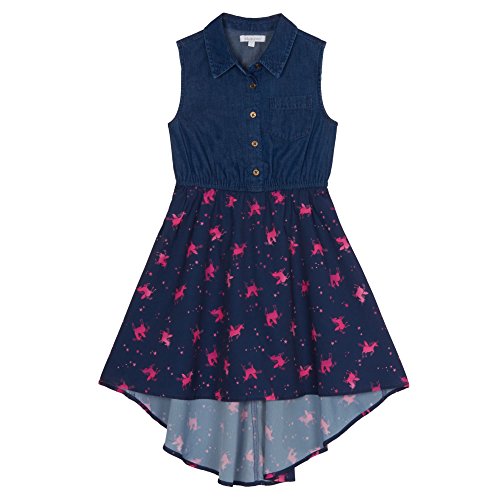 Bluezoo Kids Girls Navy Unicorn Print Mock Dress Age