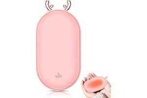 FENYW Scaldamani ricaricabile, scaldamani elettrico portatile da 5200 mAh con 3 modalità di riscaldamento, scaldamani riutilizzabile USB Power Bank regalo per donne, uomini, sport invernali（‎Rosa）
