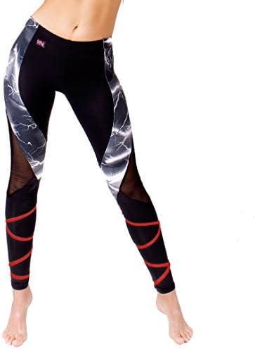 Wink Elektra Leggings (Medium, Black Lightning/Red)