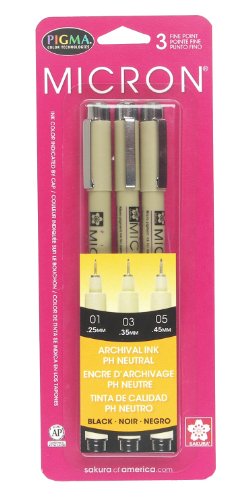 SAKURA Pigma Micron Pen Set assortiti taglie 3/Pkg-Nero