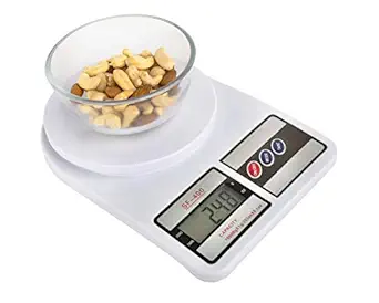 Raawan Electronic Digital Food Kitchen Scale with LED Display for Measuring Cooking/Baking/Dieting/Fruits/Spice/Food/Vegetable, (10 KG ,White) (Design 1)