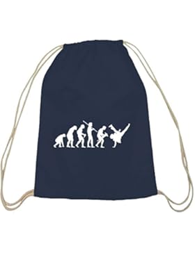 Shirtstreet24, EVOLUTION BREAKDANCE, Hip Hop Breaker Baumwoll natur Turnbeutel Rucksack Sport Beutel