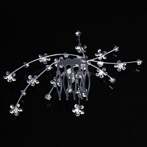 Musuntas Brautschmuck Haarkamm Haarschmuck Perlen warm Weiß Kristall klar Blumen Strass kämmen Tiara - 5