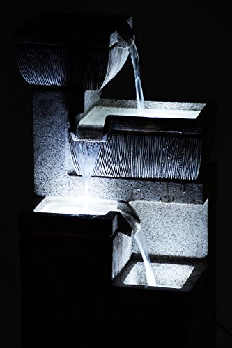 dobar Großer Design Garten-Brunnen mit Pumpe und LED´s, Polyresin, grau, 38.7 x 32.3 x 80.3 cm, 96130e - 7