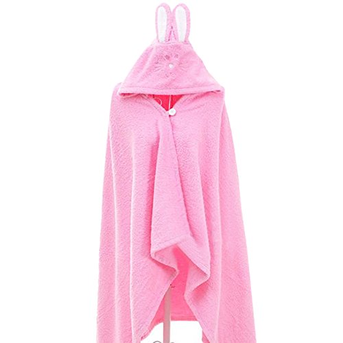 TopTie Child's Hooded Towel, Cotton Bath Towel With Animal Shape - rose red,Adult