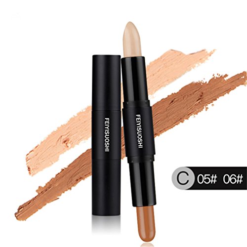 Fashion Base Double-ended Long-lasting Concealer Shimmer Bronzer And Highlighter Powder Stick Pen Highlighter For Face Contour Makeup (03#)
