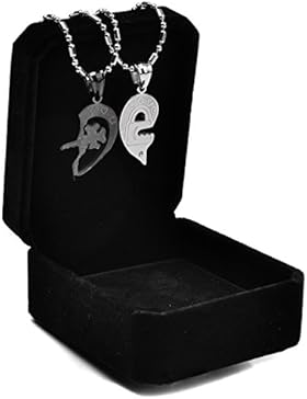 EP Original Paar Halskette Gebrochene Herz Kette aus 925er Silber mit Gravur ‘ I LOVE YOU “ - inkl.Samt-Schmuckkästen...