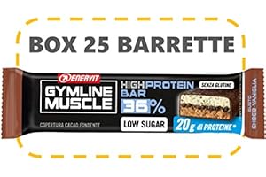 Enervit Gymline Muscle 36% High Protein Bar Confezione 25 Barrette da 55g (Choco-vaniglia (copertura cioccolato fondente))