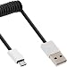 Produktbild InLine 31710R Micro-USB 2.0 Spiralkabel, USB-A Stecker auf Micro-B Stecker/Alu, flexibel, 1m schwarz