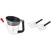 OXO Good Grips Fat Separator - 1 Litre & KitchenCraft Poultry Lifting Forks, Turkey and Meat Lifters, Stainless Steel, 22 x 9