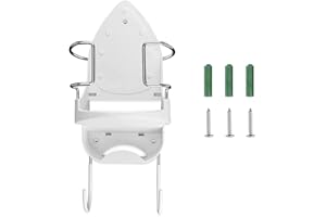 Pvczool Fer à Repasser Support Support de Fer éLectrique Fer et Planche à Repasser Organisateur de Stockage éTagèRe avec Crochets Amovibles -2