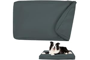 DUJUIKE 100% Wasserdichter Ersatzbezug für Hundebett, Ersatzbezug für Hundeunterlage, Abnehmbarer Hundematratzenbezug, Hundematratzeneinlage mit Reißverschluss (Dunkelgrau, S(76 x 51 x 10cm))