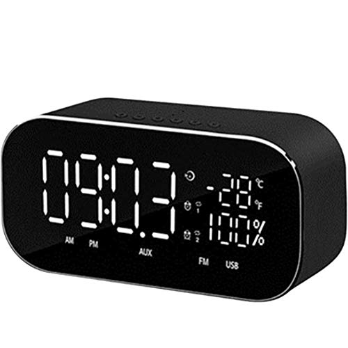 Preisvergleich Produktbild LOEROY Bluetooth Lautsprecher Radio Wecker, dimmbare LED-Anzeige, Doppelalarm mit Schlummerfunktion,Black