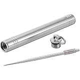 Pocket Toothpick Holder,Likorlove EDC Titanium Waterproof Toothpick + Holder Case with Key Chain Waterproof Portable EDC Multi Tool for Travel Hiking Camping Outdoor