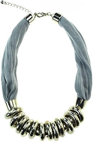 Nsd Necklace Scarf With Disc Ladies Grey One Size
