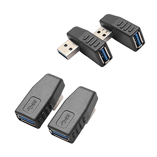 Balai USB 3.0 Stecker auf Buchse 90 Grad Adapter Kupplungsstecker Linker und Rechter Winkeladapter, 2 Stk